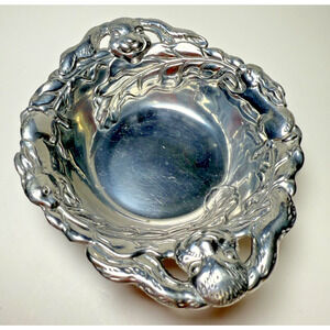 Vintage Arthur Court 2001 Rabbit Bunny Hare Aluminum Scamper Baby Dish Bowl